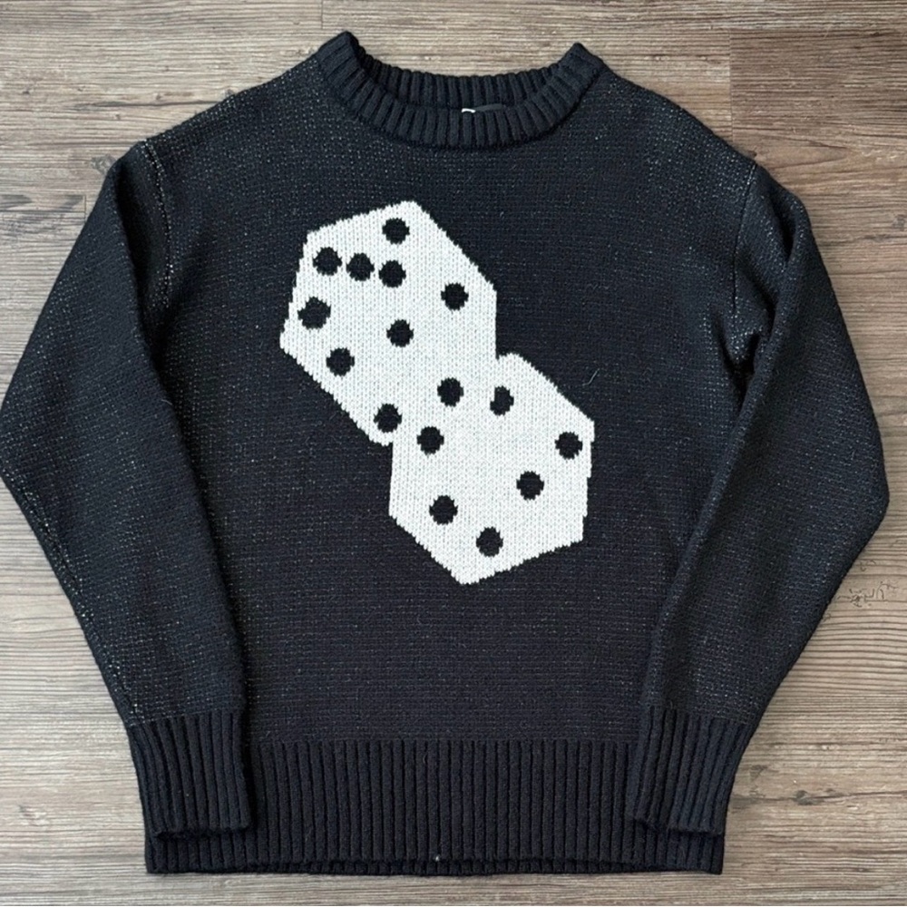 Stussy Black and White Dice Crewneck Sweater (no neck tag)